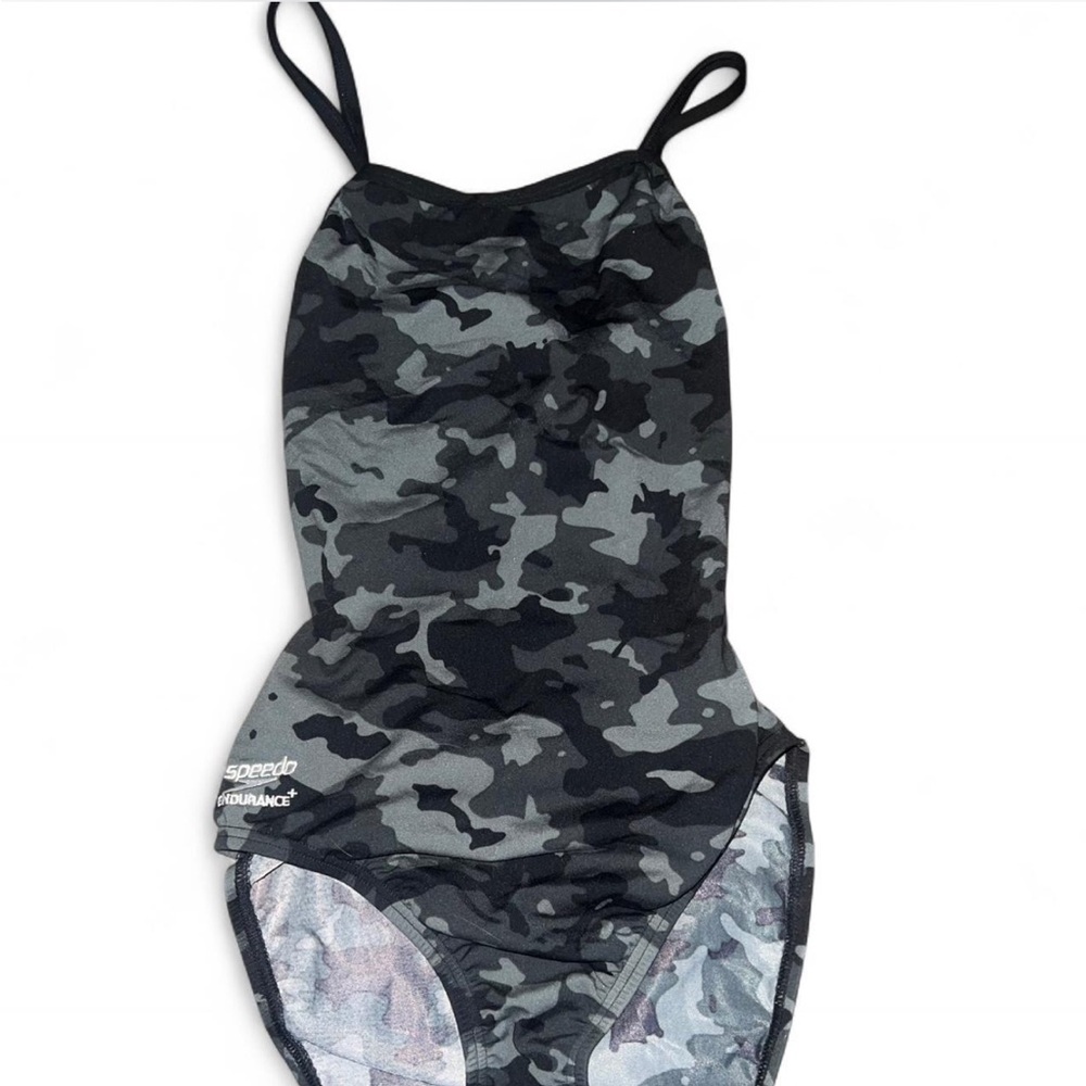 Speedo Black and Gray Kids One Piece Swimsuit